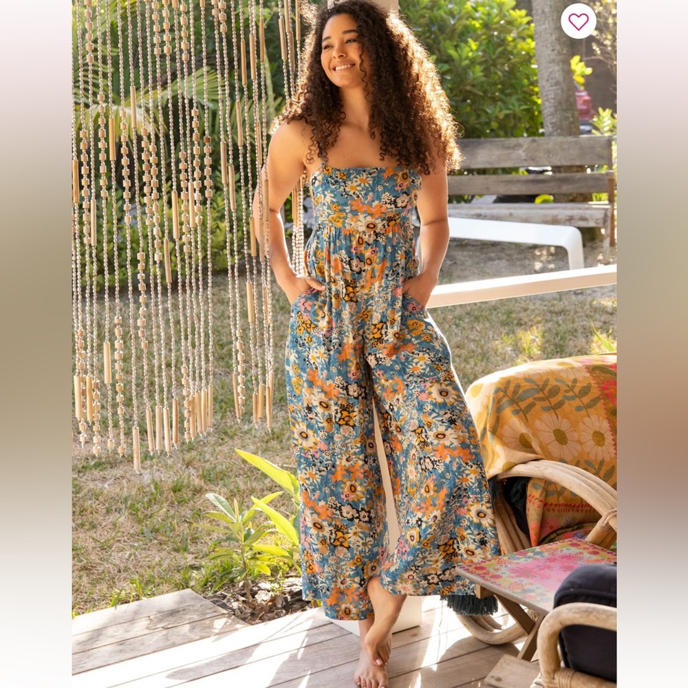NATURAL LIFE Floral Blue Jumpsuit
